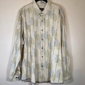 Tasso Elba Men's Beige Paisley Print Long Sleeve Button Down Shirt